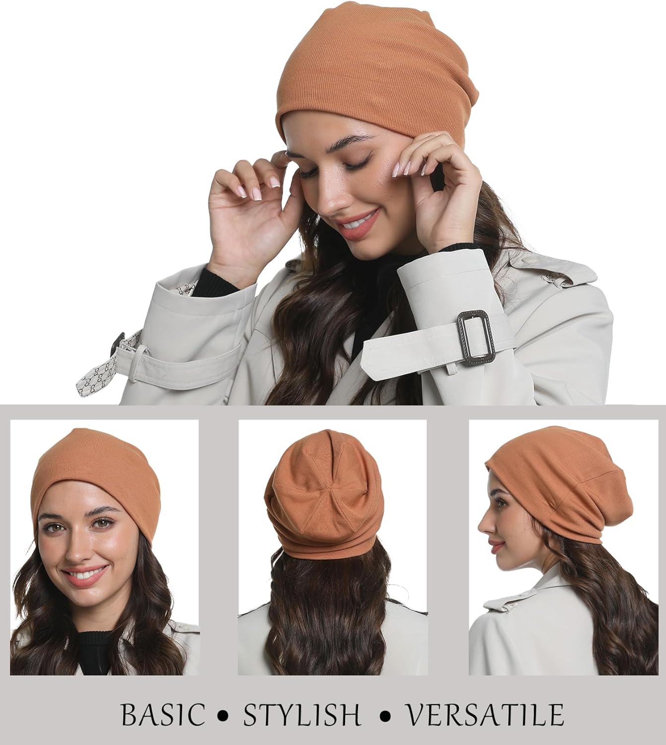 Slouchy Beanie for Women Men, Cotton Knit Winter Warm Beanies Hat, Windproof, Lightweight, Slouch Knitted Skull Cap - Image 3