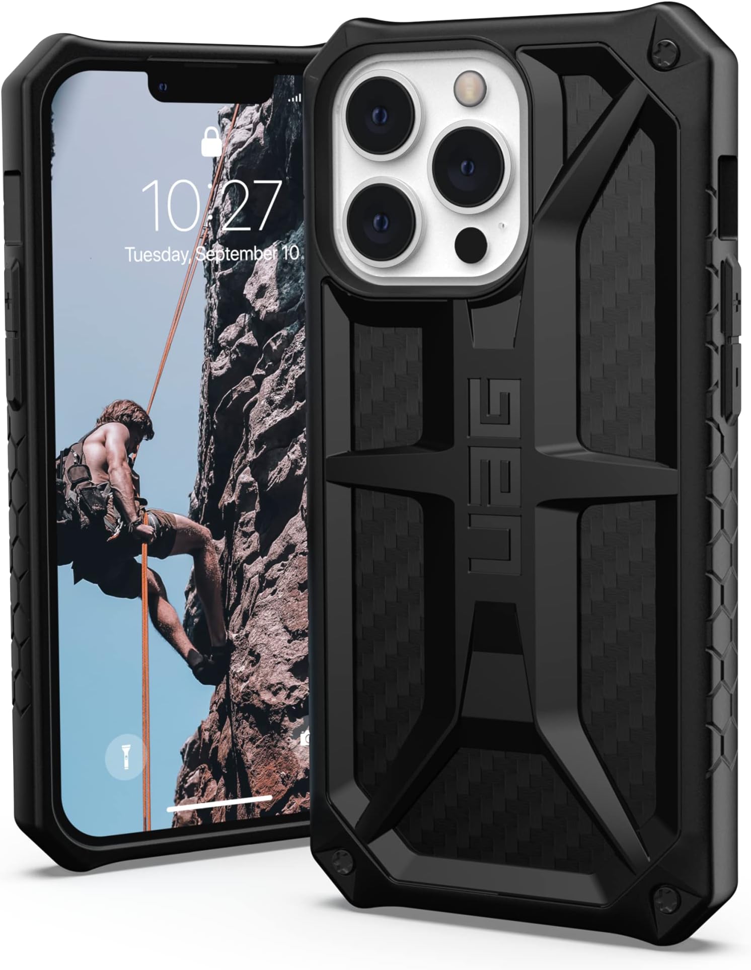 UAG Designed for iPhone 13 Pro Case Carbon Fiber Rugged Lightweight Slim Shockproof Premium Monarch Protective Cover, [6.1 inch Screen]