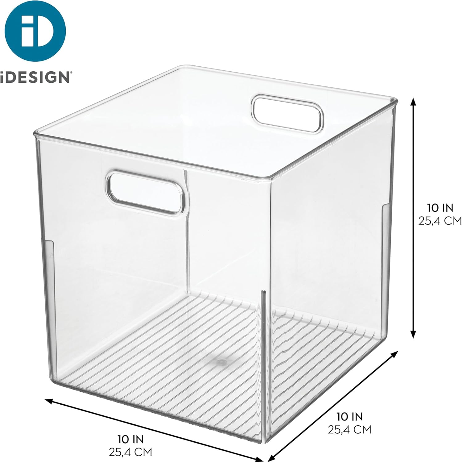 iDesign Pantry Storage Bin, Small Cube Organizer for Cabinet, Counter, or Fridge, Clear, Made in USA