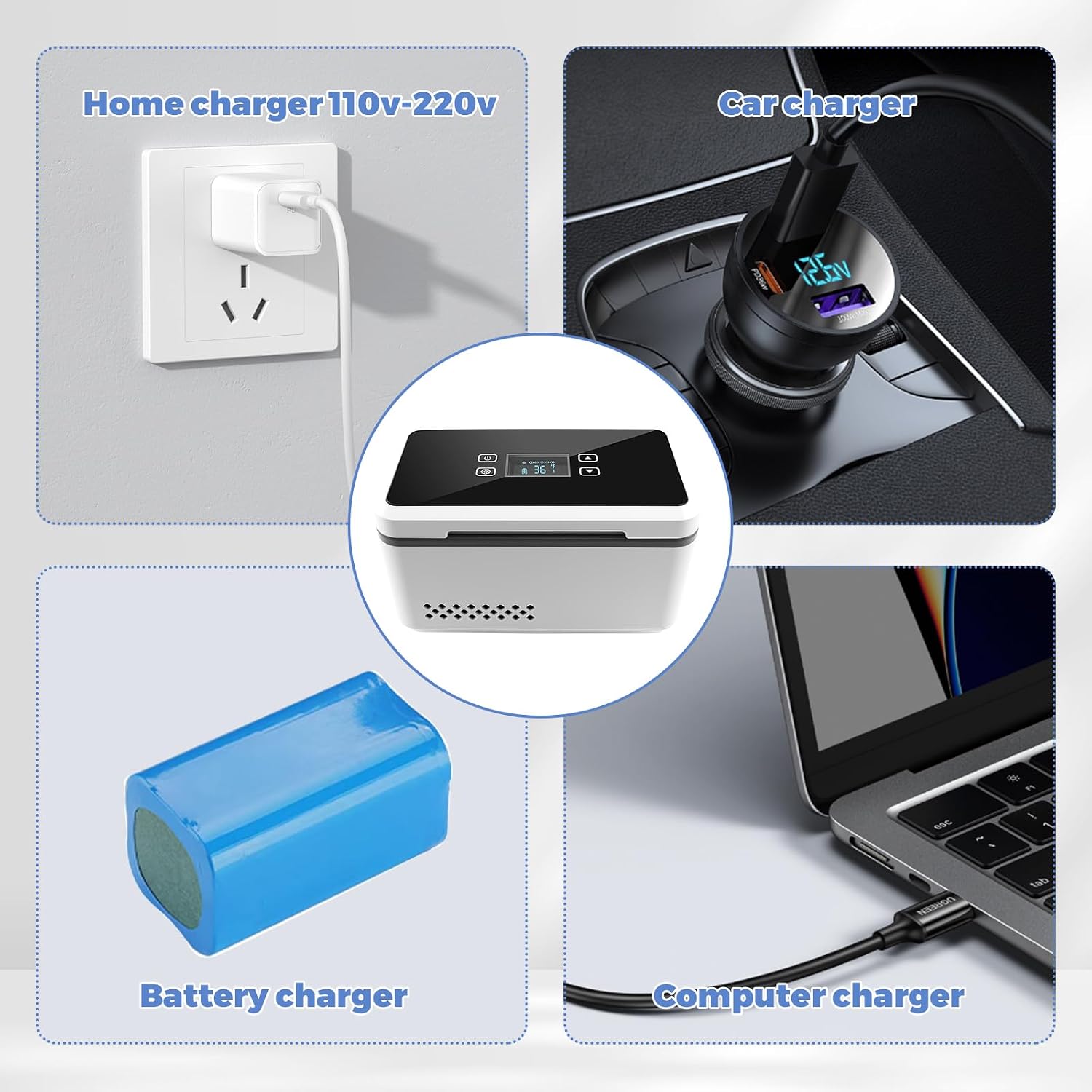 Electric Insulin Cooler Travel Case, Mini Insulin Fridge for Storage, Portable Insulin Refrigerator, Diabetic Fridge Box for Home,Travel, 2*Rechargeable Battery, (32℉-64℉) Temperature LCD Display