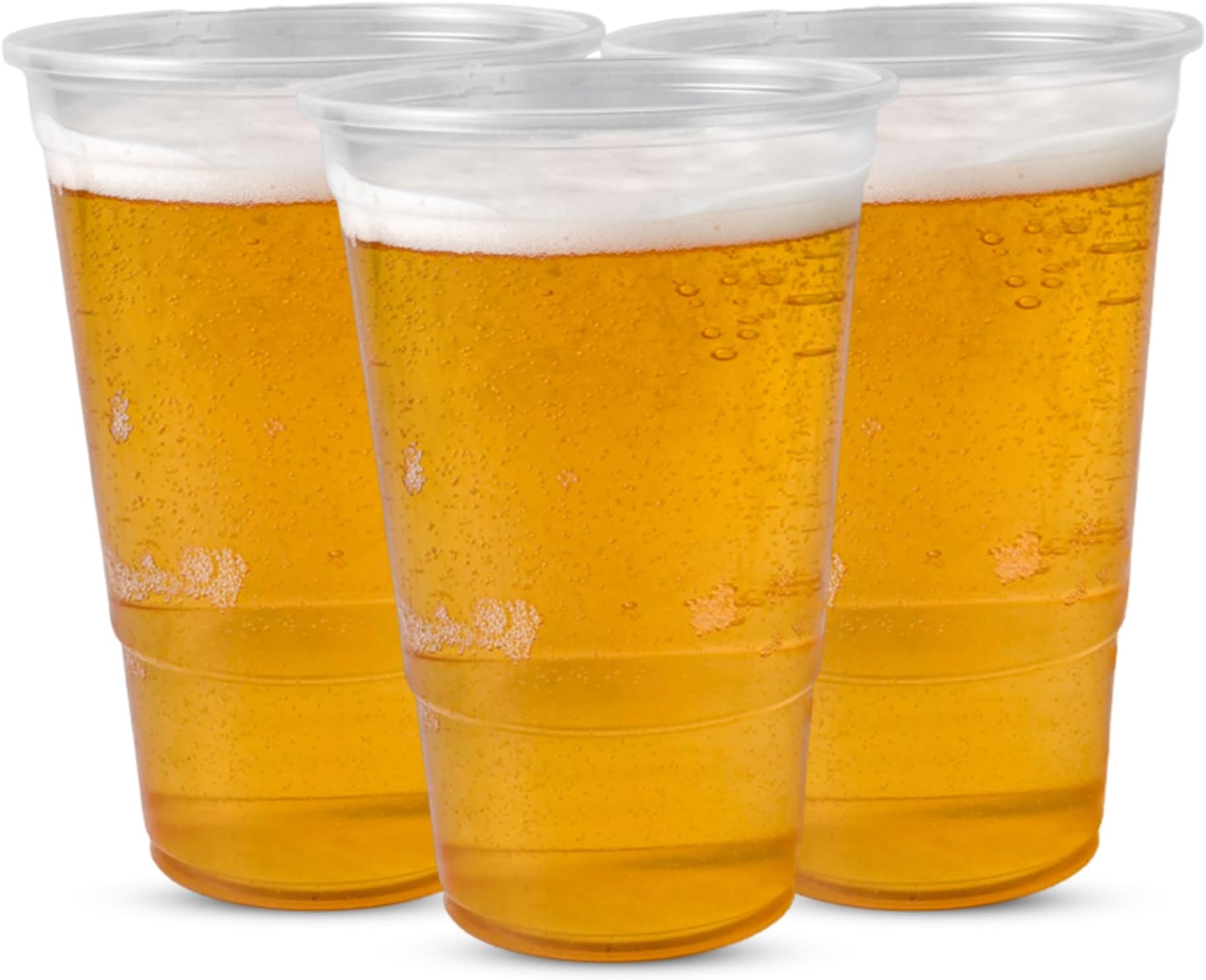 50 Disposable Clear Plastic Glasses - Recyclable - CE Marked - Full Pint (660ml) for Large Events and Parties (Pack of 50)