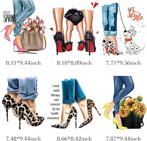 Miniatura 7 de Tacones altos, parches de transferencia para planchar, zapatos de niñas, calcomanías de transferencia de calor, calcomanías para planchar para