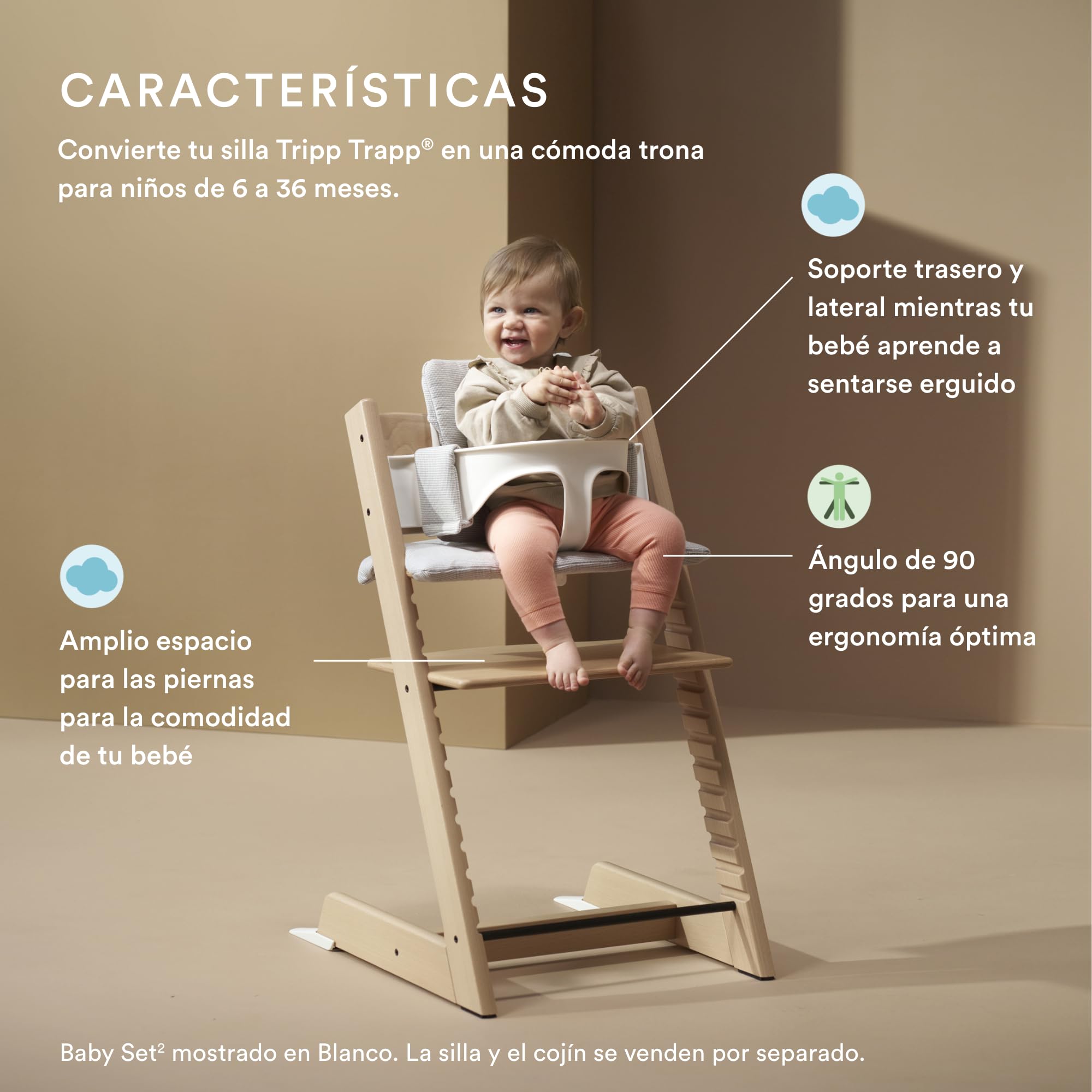 Tripp Trapp Baby Set 2 de Stokke, Gris Tormenta - Ideal para bebés de 6 a 36 meses - Convierte la silla Tripp Trapp (fabricadas después de mayo 2003) en una cómoda trona