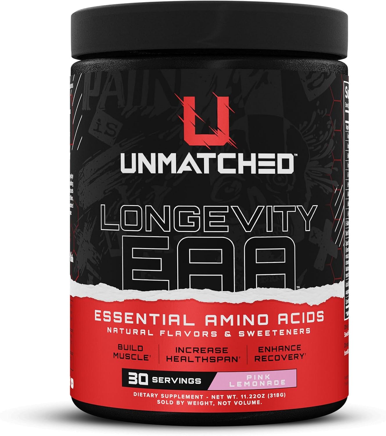 Unmatched Longevity EAA Essential Amino Acids | Muscle Build & Recovery | Performance & Health-Span Benefits | Natural Flavors & Sweeteners | 30 Servings (Strawberry Colada)
