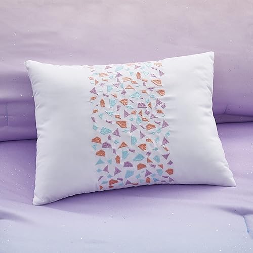 Miniatura 8 de Intelligent Design Juego de edredón tamaño Queen para cama Full, reversible, colorido, metálico con purpurina degradado, estampado moderno, juego de