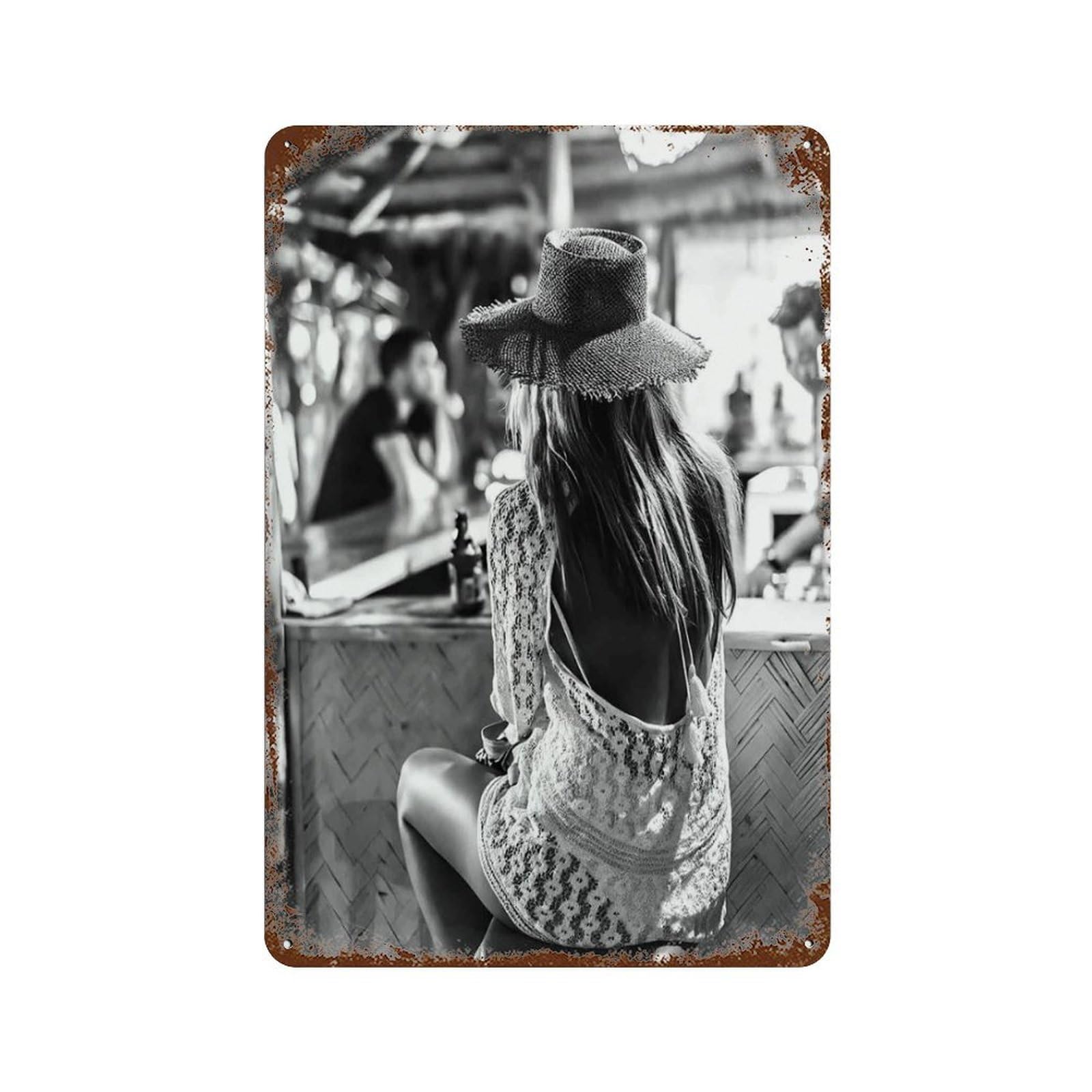 xiaoxiaoshen Vintage Cowgirl Drinking At Bar Wall Decor Art Metal Tin Poster Modern Home Decor Art Home Bar Shop Decorations Vintage Sign 30x20cm