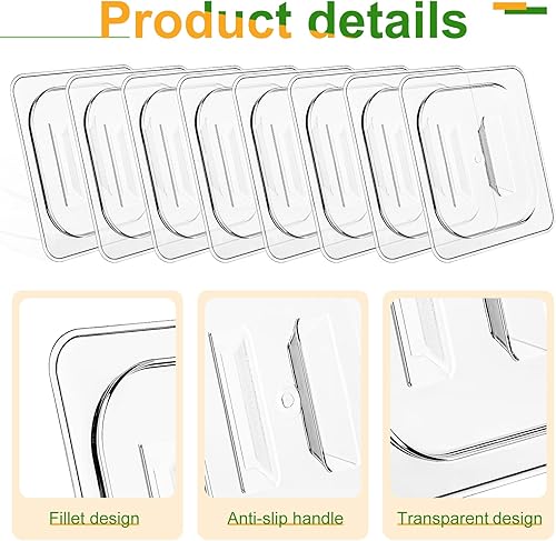 Miniatura 5 de 8 tapas de policarbonato para sartén de hotel con asa, tamaño 16, tapa de bandeja de plástico transparente para mesa de vapor, 6.9 x 6.3 pulgadas,