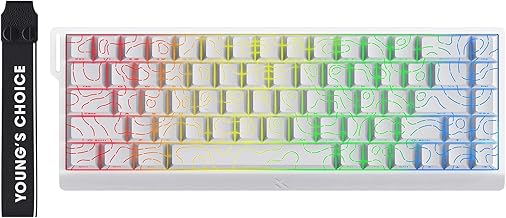 MCHOSE ACE 68 60% Mechanical Gaming Keyboard Wired Rapid Trigger Hall Effect Keyboard Magnetic Switch Hyper-Fast 8000Hz Adjustable Actuation, Hot Swap, RGB PC MAC Laptop (White Topographic Ice Rhino)