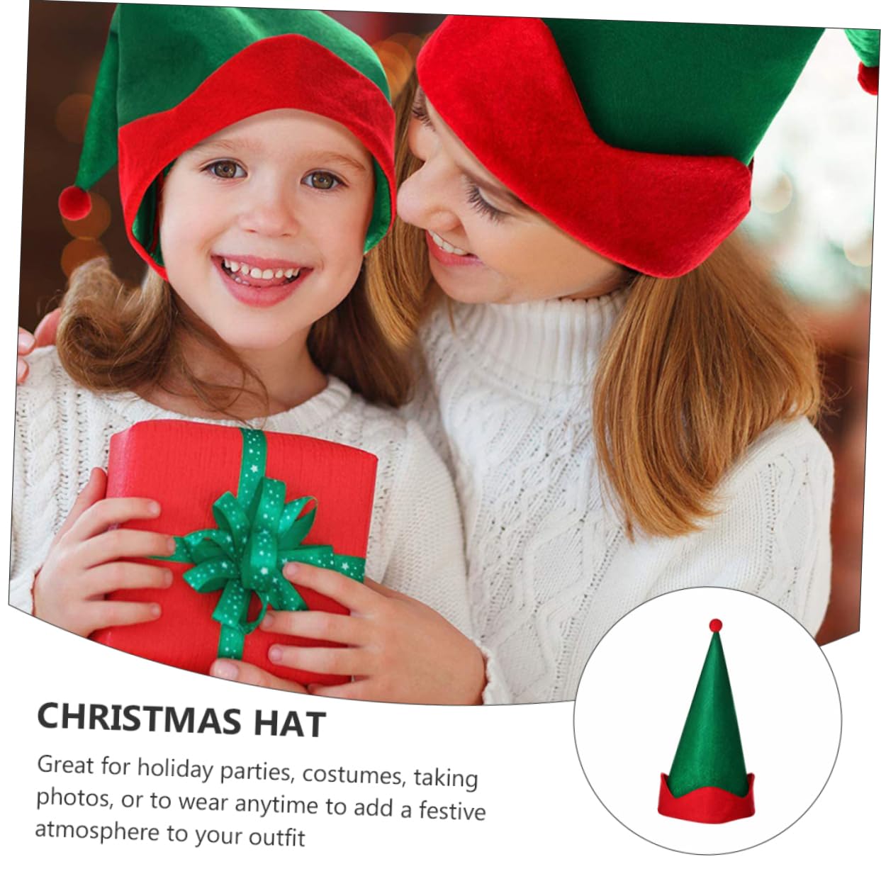 Cabilock 12 Pièces Chapeau elfique faveurs de costume de fête de couvre-chef d'elfe bonnet noel bonnet de noel deguisement adulte feutre chapeau de lutin de noël déguisement