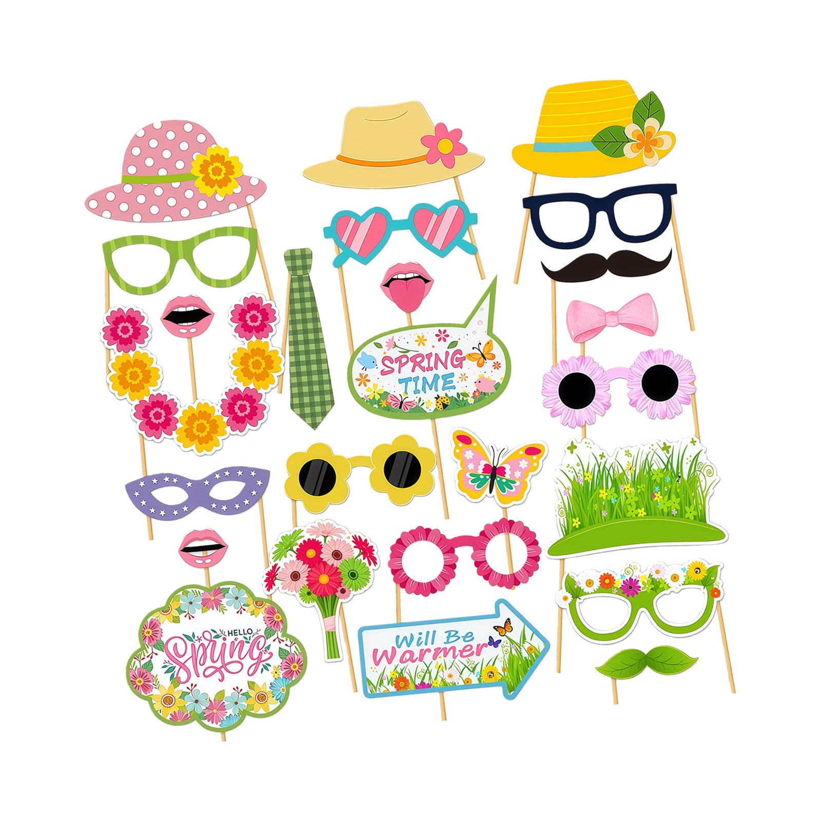 Handheld Party Props for Spring Celebration Photo Booth Decorations Cardstock Easyly Assembly Holiday Cardstock