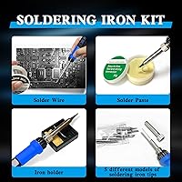 Vista 5 de Soldering Iron Kit,80W LED Display Adjustable Temperature Soldering Iron Kit with Automatic Sleep Mode, Includes 5 Tips, Solder Wire, Stand, Flux