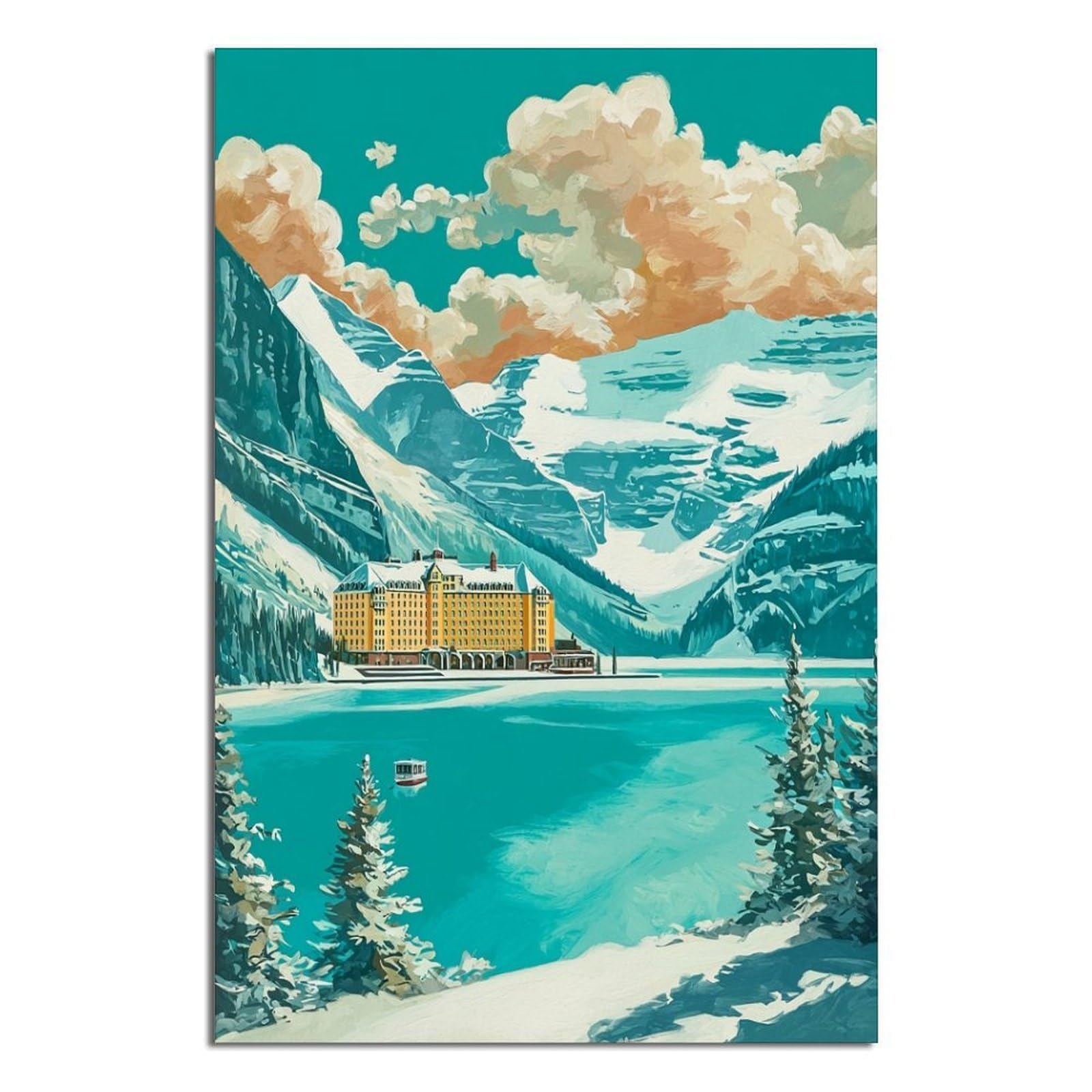 St Moritz Ski Poster 20x30inch(50x75cm) Vintage Watercolor Canvas Art