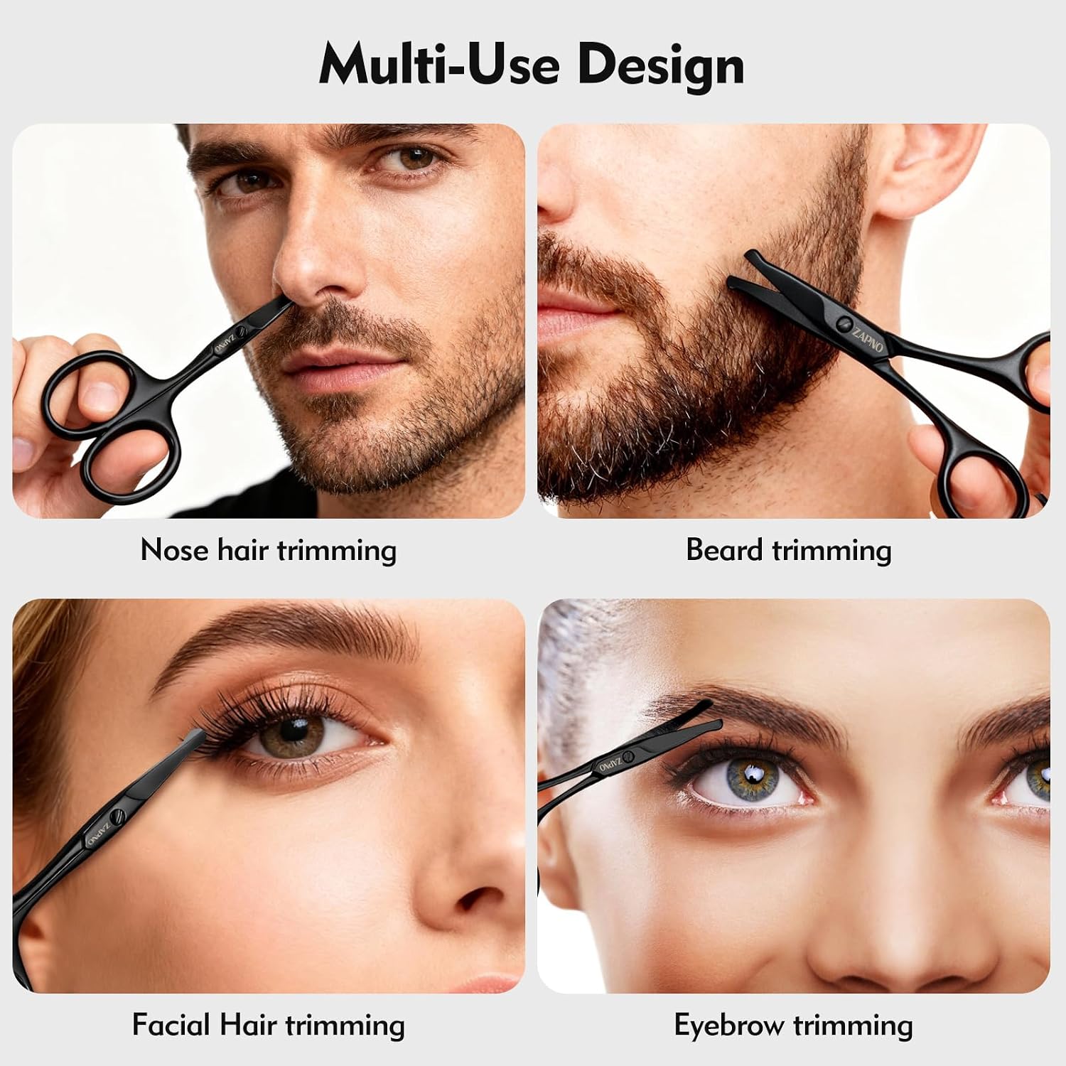 Nose Hair Scissors for Men Women, 3.75" Round Tip Eyebrow Scissors (Black)