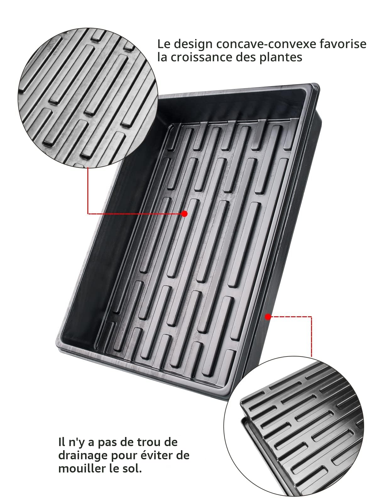 Plateaux de Semis pour Semis Plateaux de Jardin sans Trous Lot de 6 rectangulaires de semences de Plantes pour Pots