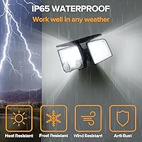 Vista 5 de UME Luces solares para exteriores, 332 LED, 7000 K, luces superbrillantes con sensor de movimiento para exteriores con 2 sensores, IP65 impermeable