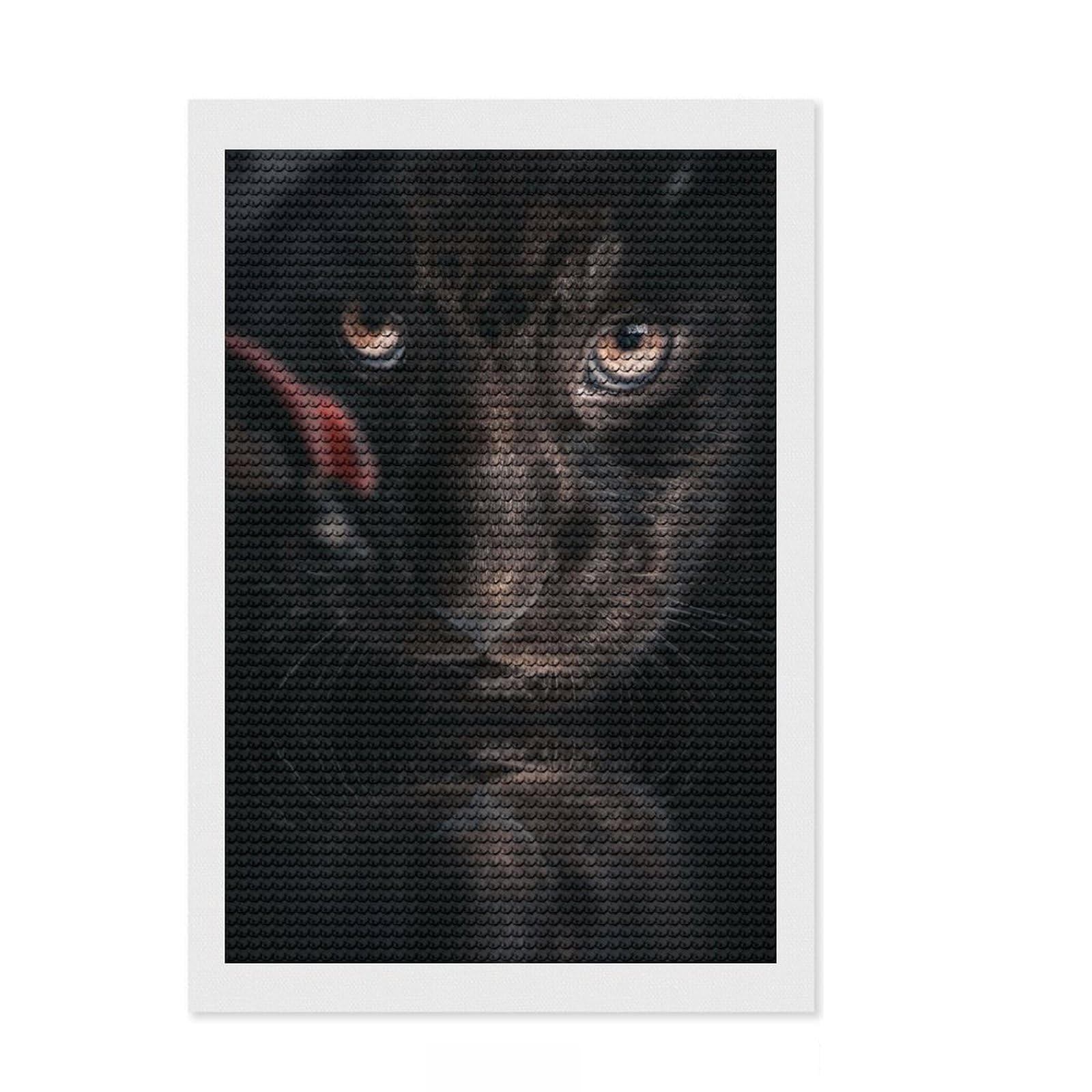 Junmoney Black Jaguar Cub Diamond Art Canvas 8"x12", for Beginners, Easy to Enjoy, Cosy Home Accent, Christmas Gift, Enjoyable At-Home Hobby
