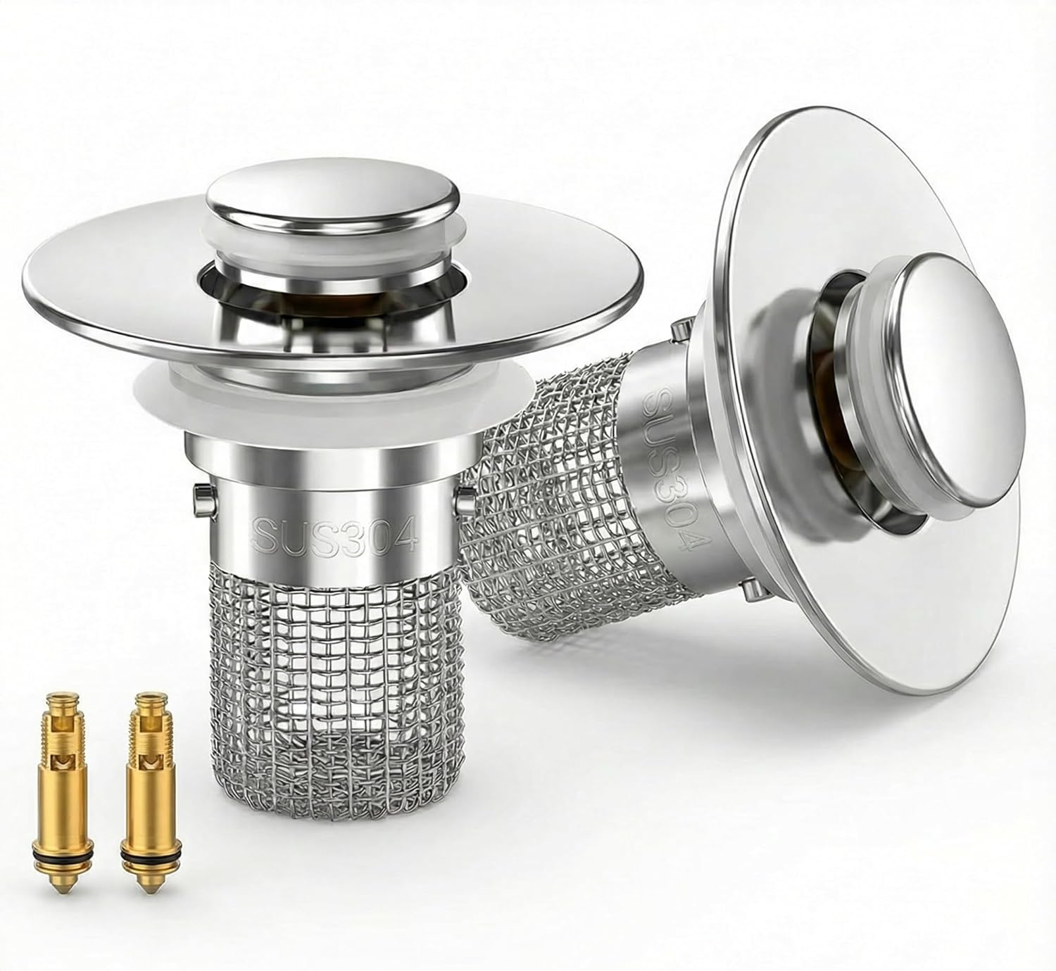Bathroom Sink Drain Strainer Hair Catcher- Anti-Clog, Odor & Insect Proof Stopper with Removable Stainless Steel Basket, Fits 1.06"-1.5" Drain Hole for Bathtub, Kitchen