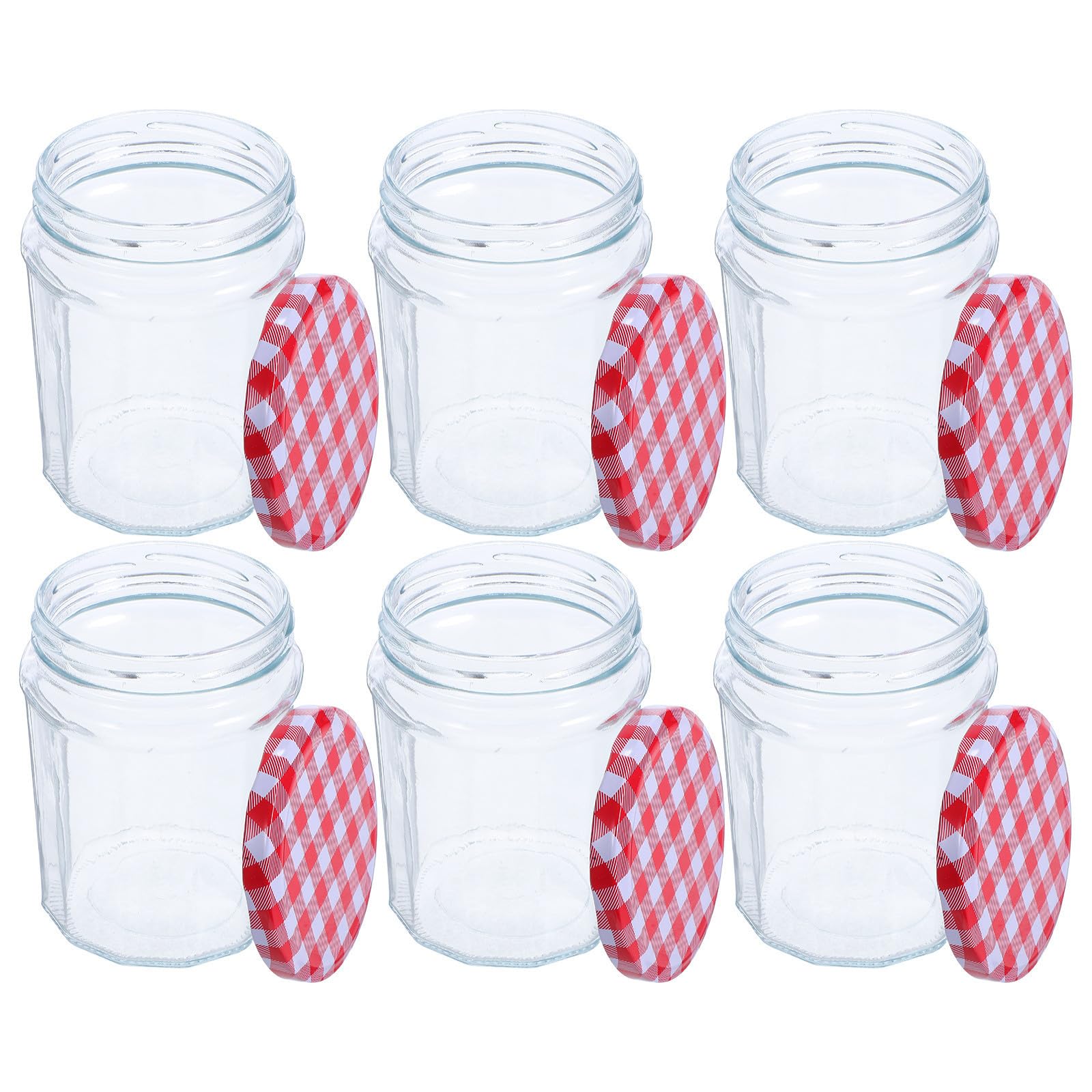 Luxshiny 6 Stück Sechseckiges Aufbewahrungsglas 380ml aus Glas