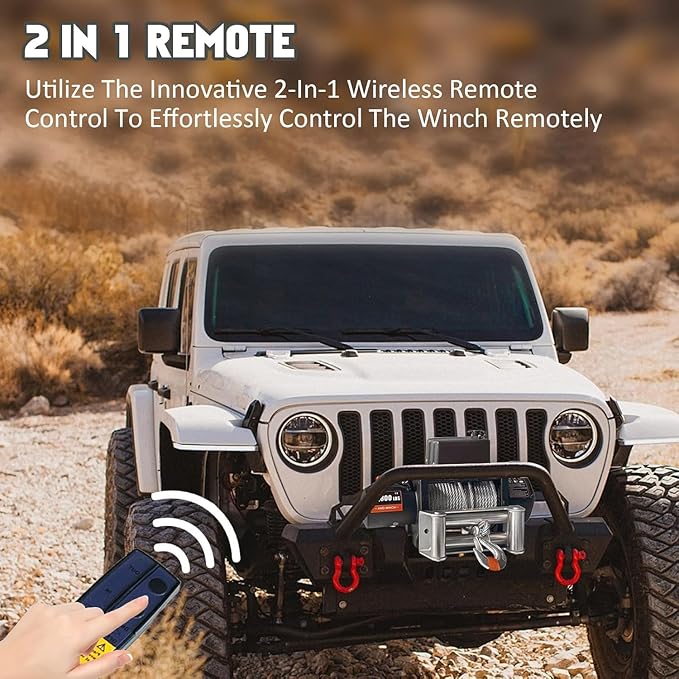 Winche Eléctrico 18800LBS, IP67, Cable de Acero 80Ft, Control Remoto Inalámbrico, 12V miniatura 7