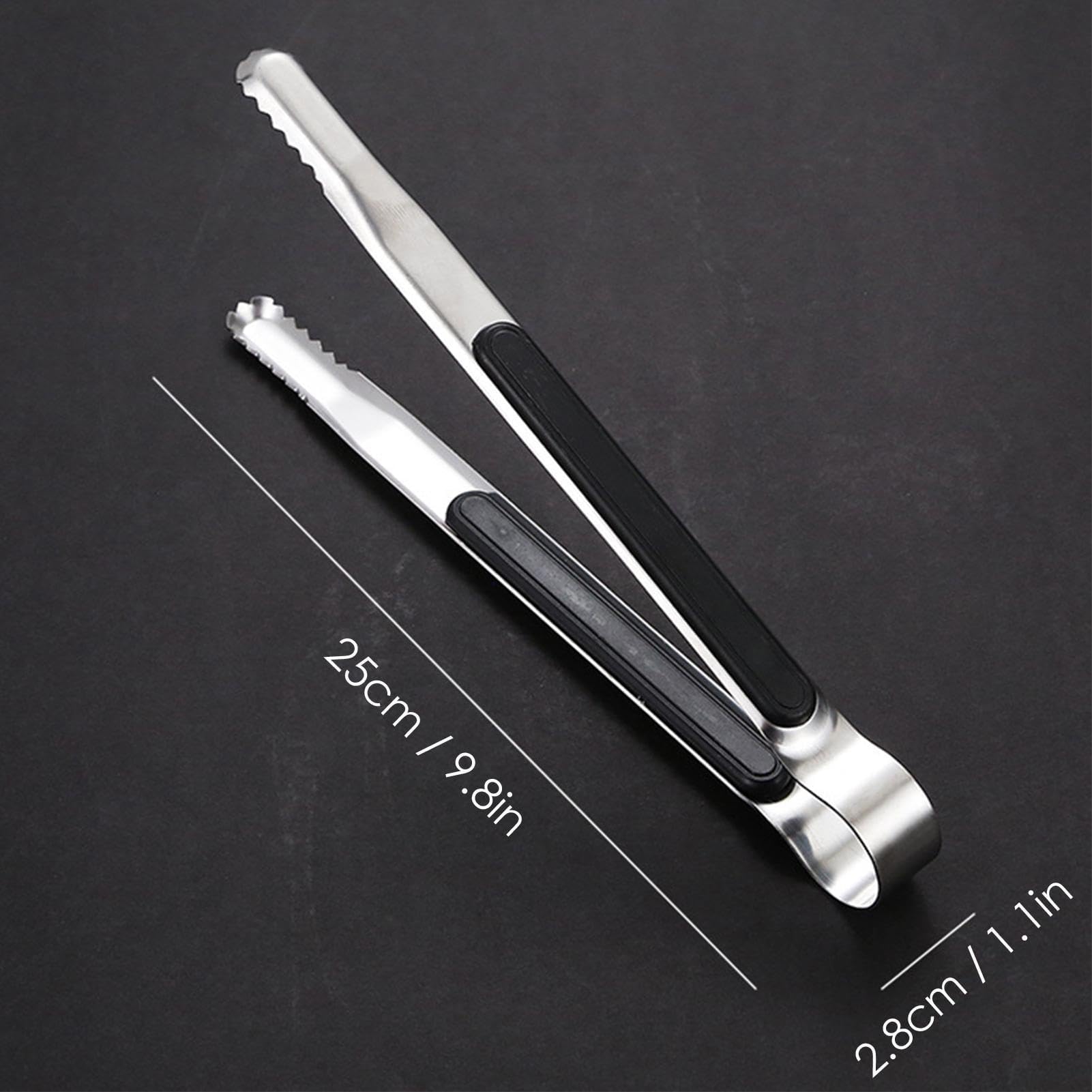 Pince de cuisine, ustensiles en acier inoxydable très résistants, résistants à la chaleur, pour frire, cuisiner, pâtisserie, salade, service – 22,9 cm de long, design antidérapant