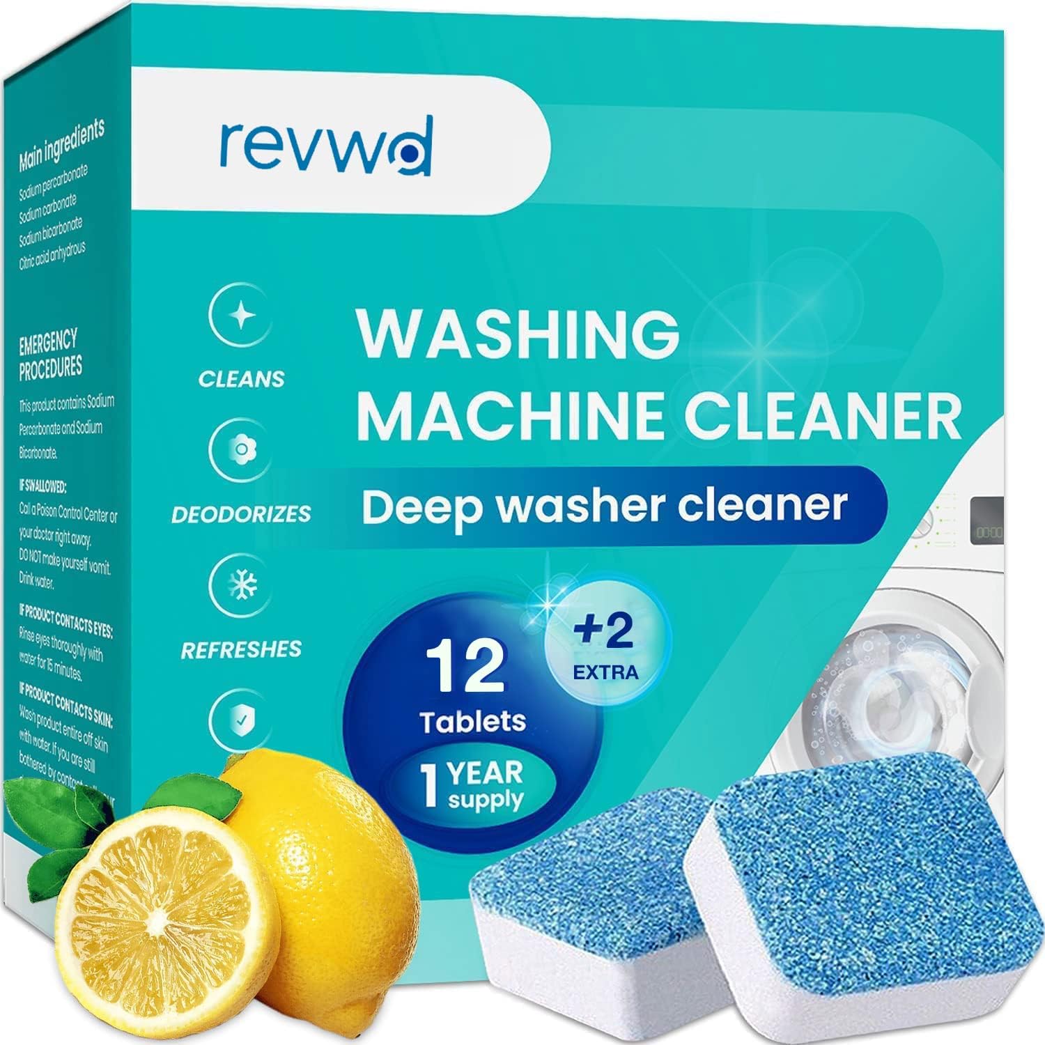 REVWD Washing Machine Cleaner Tablet for Front and Top Load Machine Deep Cleaning Remover Descaling Powder Tablet for Perfectly Cleaning of Tub & Drum Stain Remover Washer (24 +2 tablet free) (B0CJ6NJ79Q) Amazon Price History, Amazon Price Tracker