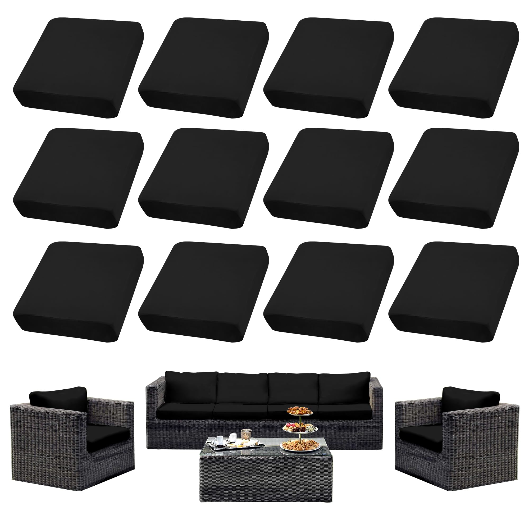 12PCS Patio Cushion Covers.Patio Furniture Couch SeatSlipcovers