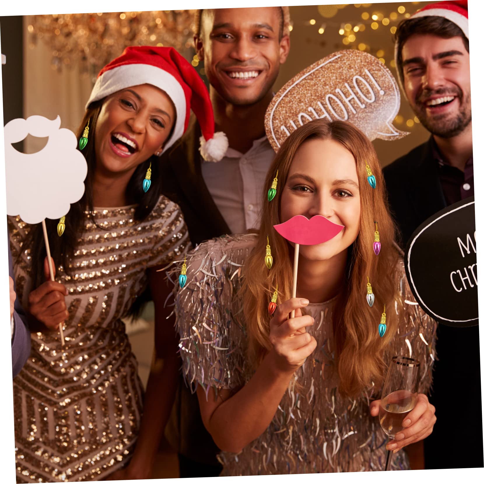 Garneck 24pcs Bell Beard Tweezer Beard Baubles and Glitter Beard Ornaments for Men Christmas Beards Beard Bells Accessories Clips Ornaments for Christmas Decorations Bell Clip Plastic