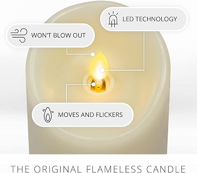 Luminara Scalloped Edge Flameless LED Candle - Ivory 3.5 x 5 - Real Wax Pillar Battery Operated Moving Flame w/Timer Unscented 1000Hr Runtime