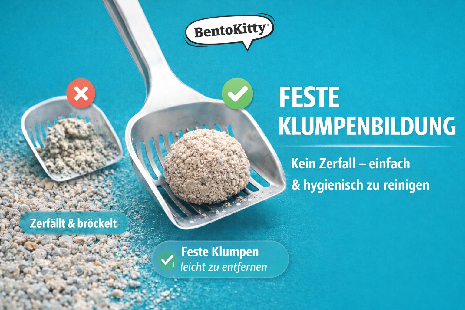 Katzenstreu (20L, 2er Pack) mit Babypuder Duft, Klumpend, weiß, feinkörnig, Klumpstreu aus Bentonite, für Sensitive Katzenpfoten geeignet, Saugstark, Geruchsbindend