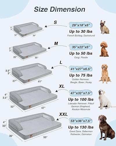 Miniatura 7 de KSIIA Cama lavable para perro de gran tamaño en forma de U con funda impermeable extraíble, parte inferior antideslizante y cama ortopédica de