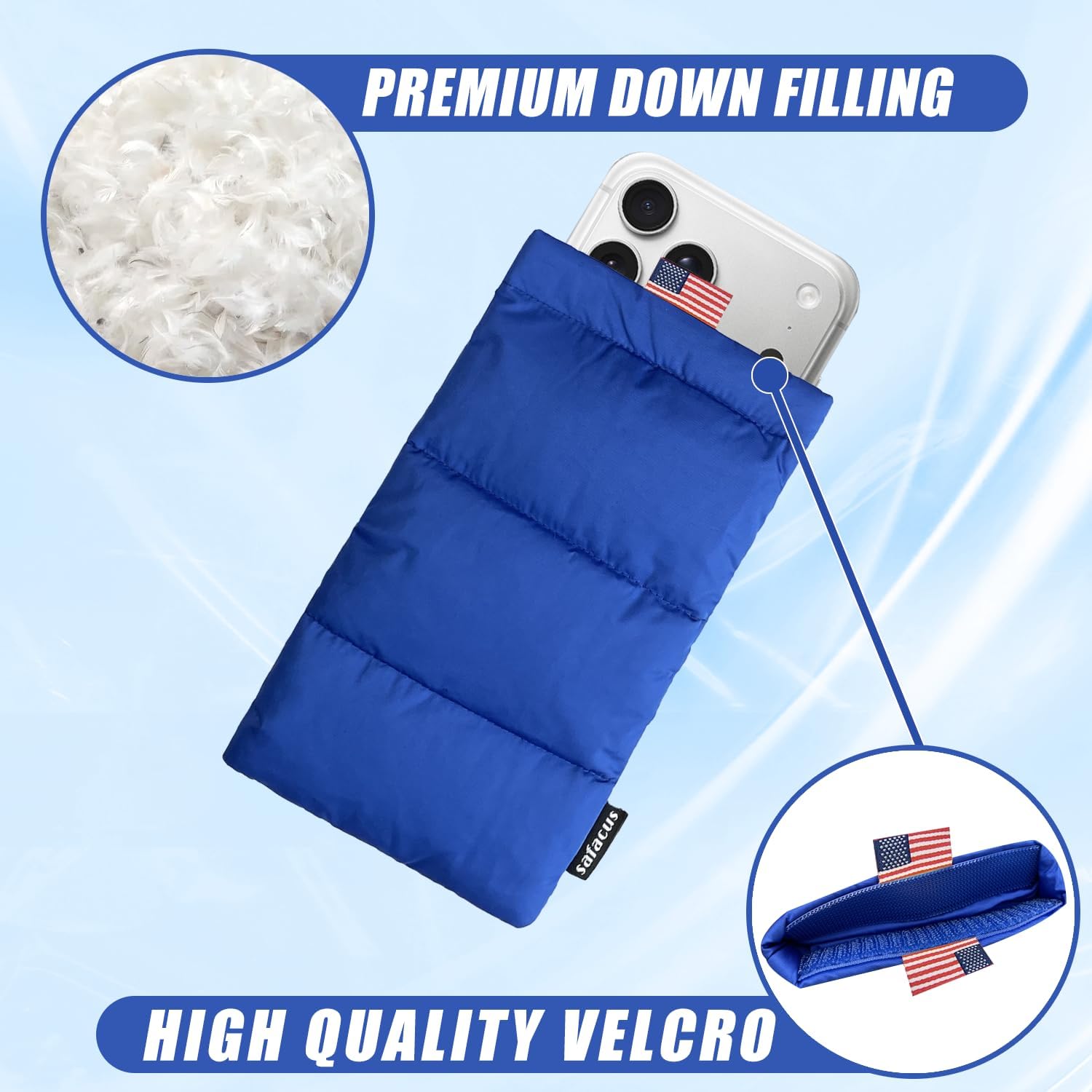 Thermal Phone Case Prevent OVERHEATING in The Sun, Cellphone Pouch for Camping Prevents Freezing, Extends Battery Life, Outdoor Warm Cover Bags for iPhone,Samsung Galaxy Blue