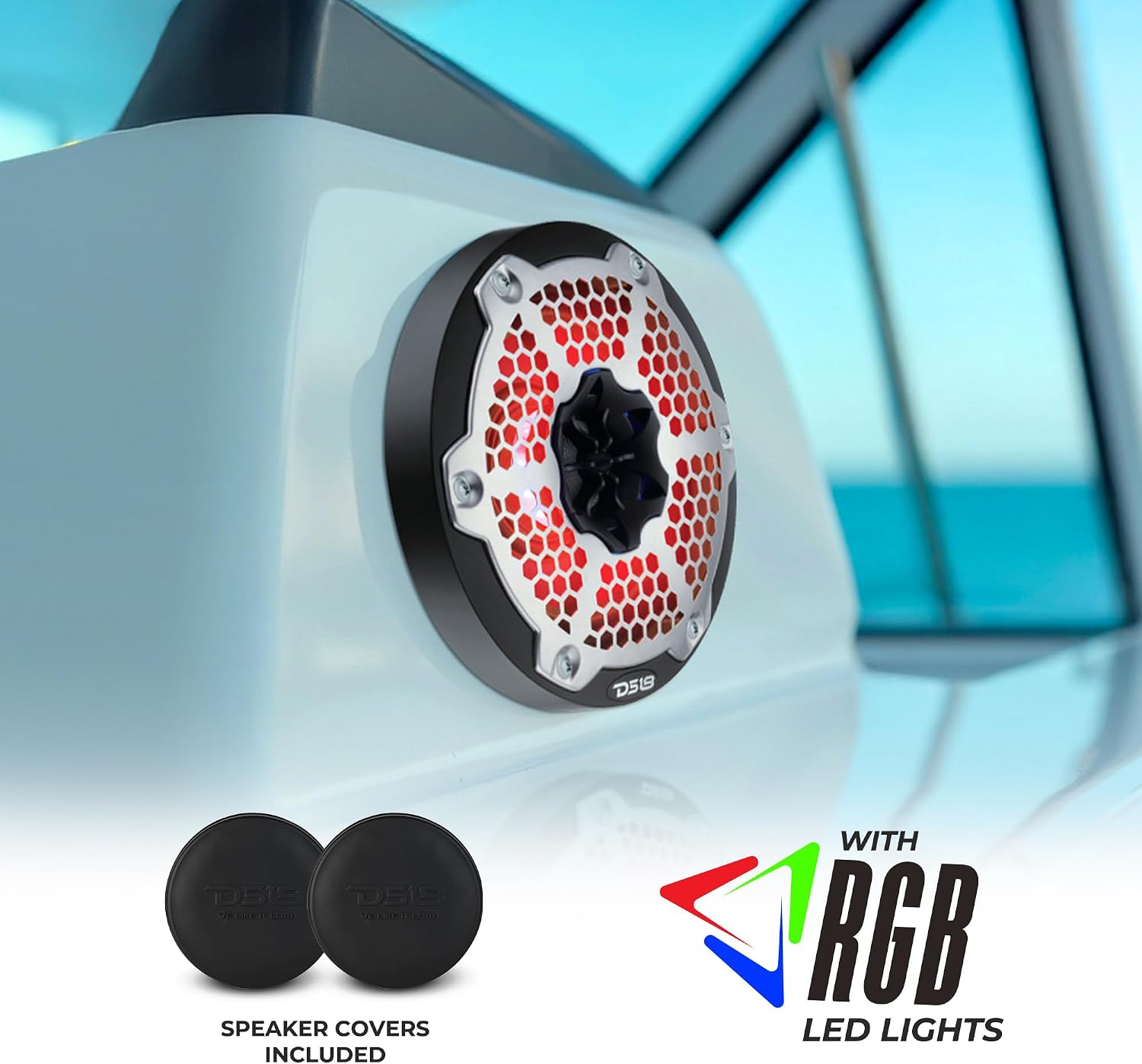 DS18 Hydro NXL-6M/BK - High End Mesh Grill Coaxial Speaker Pair - 2-Way Car Speaker with Integrated RGB Lights - 300 Watt Car Audio System - Water Resistant Speakers - 6.5 Inches, Black image 5