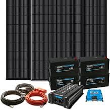3.000 Watt Insel Solaranlage autarke PV-Anlage mit 1.040Ah Batterien, 960W Solarpanelen, 4 Solarbatterien, MPPT Laderegler, Sinus Wechselrichter, installationsbereit