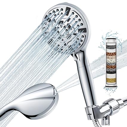 Filtered Shower Head with Handheld, 10-mode High Pressure Detachable Shower Head with Hard Water Filter, 59