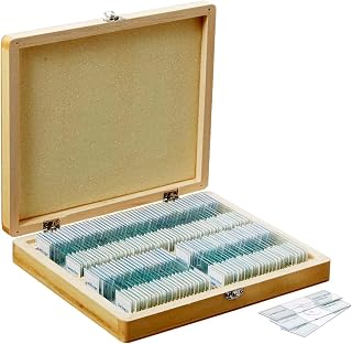 AmScope PS100A Prepared Microscope Slide Set for Basic Biological Science Education, 100 Slides, Set A, Includes Fitted Wooden Case