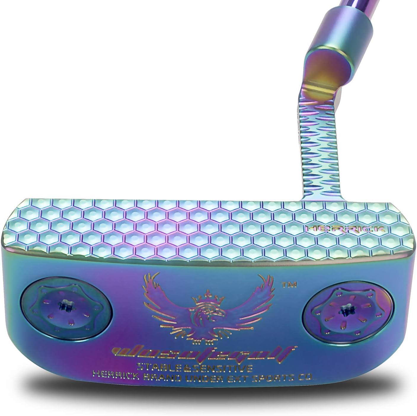 Wosofe Forged Golf Putter for Men Right Hand, CNC Milled 1020 Carbon Steel Mallet, Low Center of Gravity for Better Distance Control, 33/34/35 Inch with PU Grip & Headcover (Rainbow/White)