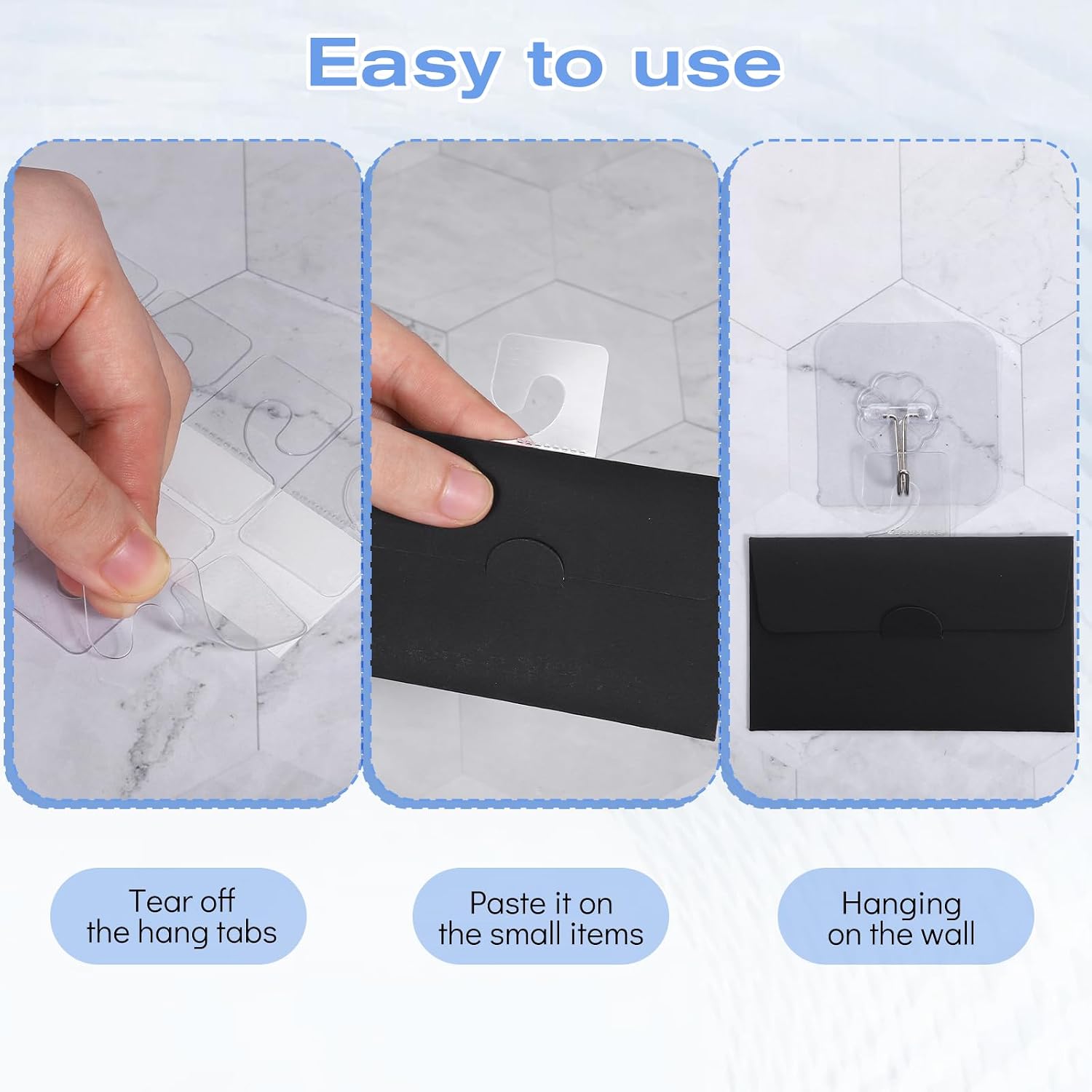 1500 Pcs Hang Tabs Self Adhesive, Plastic Hanging Tabs for Retail Clear Sticky Tab Hang Hooks for Retail Displays in Business Shops