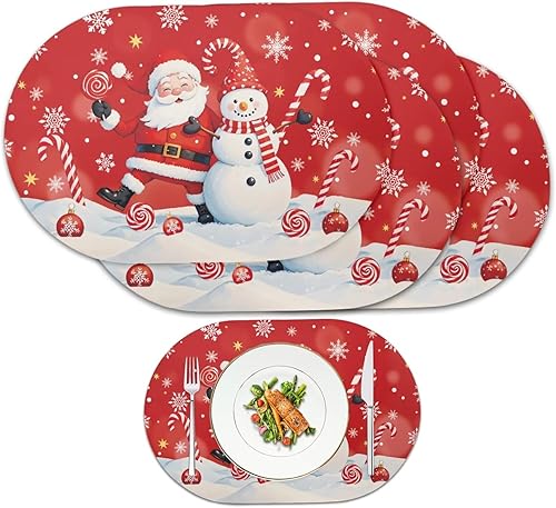 Miniatura 122 de Juego de 6 manteles individuales lavables para mesa de comedor, resistentes al calor, mesa de cocina, decoración del hogar, lavable, ovalada, de