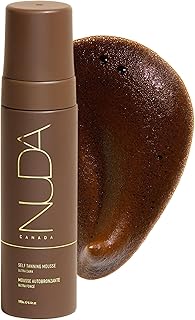 Nuda Ultra Dark BronzeFoam Self Tanning Mousse | Lightweight, Fast-Drying, & Streak-Free Sunless Tanner | with Hydrating Coconut Oil, Cucumber, Mango, Apricot, & Grapefruit | Easy to Apply, (190mL)
