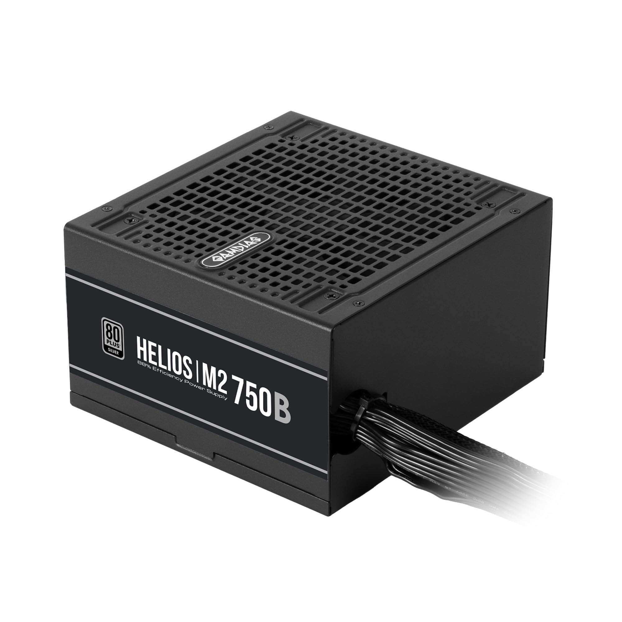 GAMDIAS Helios M2-750B (EU) Alimentation Non Modulaire pour Boîtier PC ATX, 750W, 80 Plus Silver, ATX 3.1, Conception DC à DC, Protection Renforcée, Câbles Plats, Noir