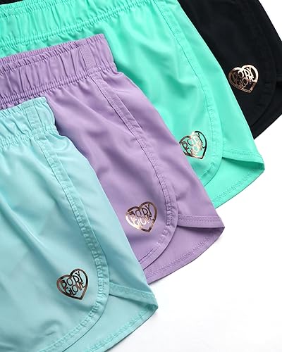 Miniatura 5 de Body Glove Pantalones cortos deportivos para niñas, paquete de 4 pantalones cortos de forro polar de rendimiento activo, pantalones cortos de delfín
