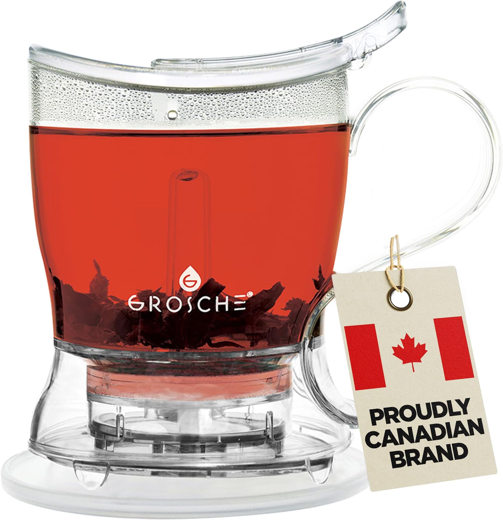 Aberdeen Tea Infuser Teapot & Smart Tea Maker - BPA-Free, Drip-Free Design | Coaster | Easy Brew | Easy Clean Steeper | Loose Leaf Brewing - Stylish Design | 17.7 oz - 1000 ml