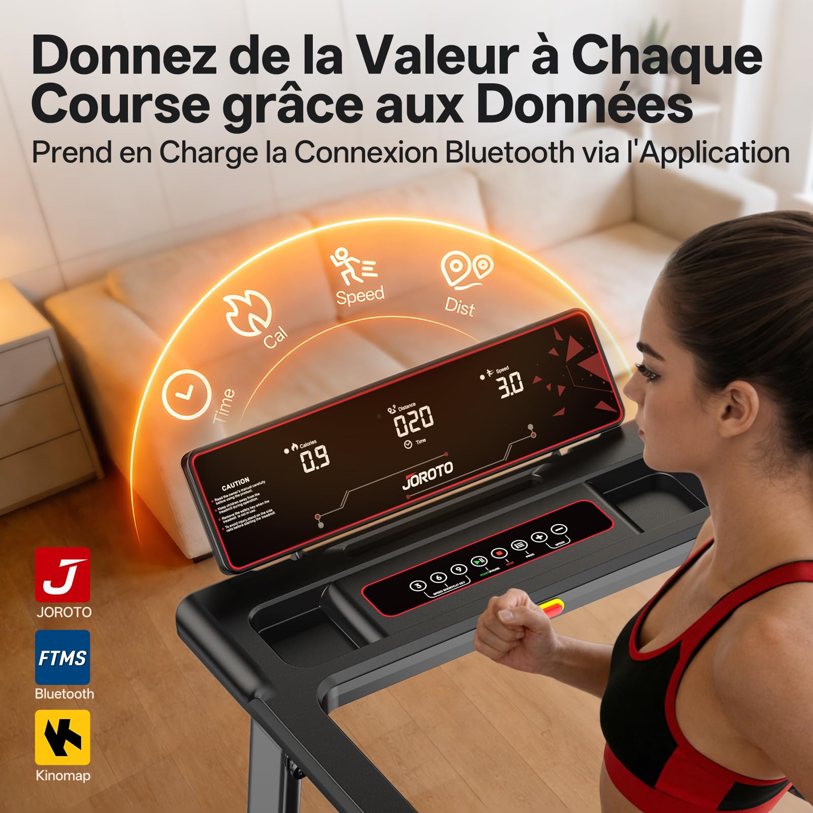 JOROTO Tapis de Course Pliable Moteur 2,5PS Inclinaison 8% Vitesse 1-12 KM/H Écran LED Poids Max 130KG