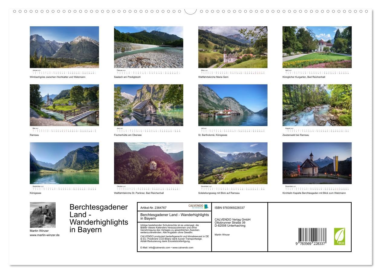 CALVENDO - Berchtesgadener Land - Wanderhighlights in Bayern (hochwertiger Premium Wandkalender 2027 DIN A2 quer), Kunstdruck in Hochglanz: Die schönsten Ausflugsziele rund um den Königssee.