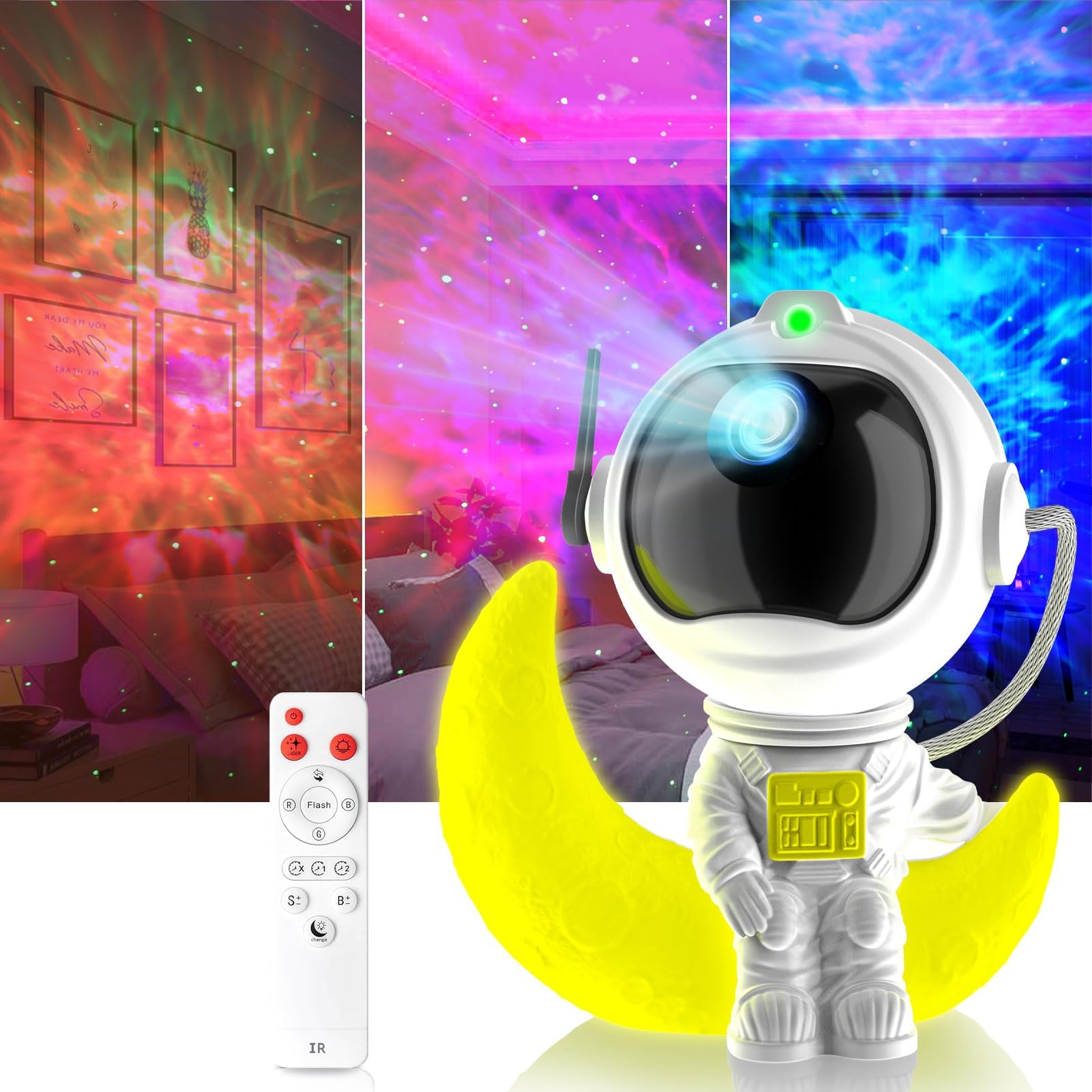 Proiettore Stelle Soffitto Feliigo - Astronauta Con Nebulose, Luce Notturna E Telecomando - Foto 9