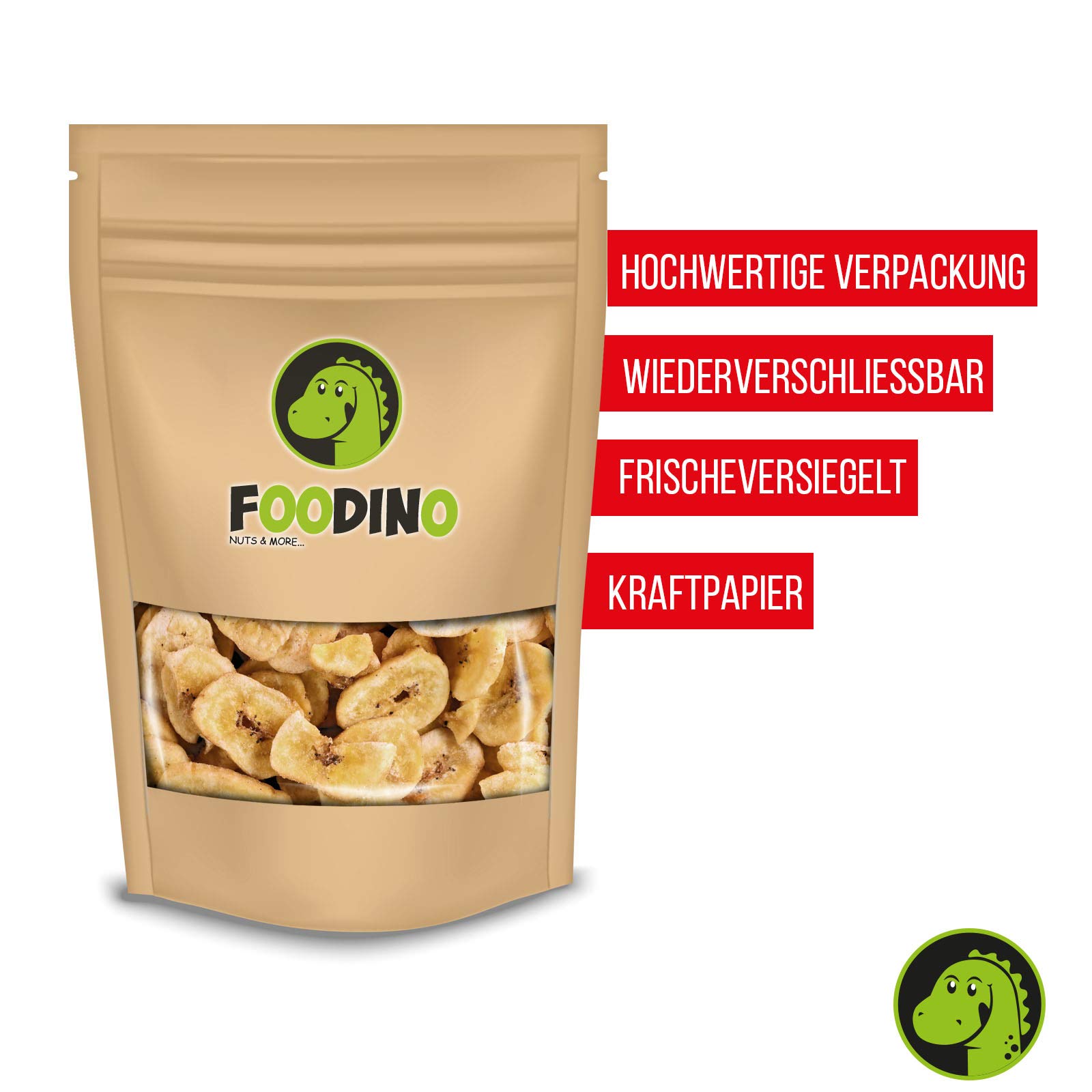 FOODINO 5kg Bananenchips getrocknet geröstet ungeschwefelt ungesüßt