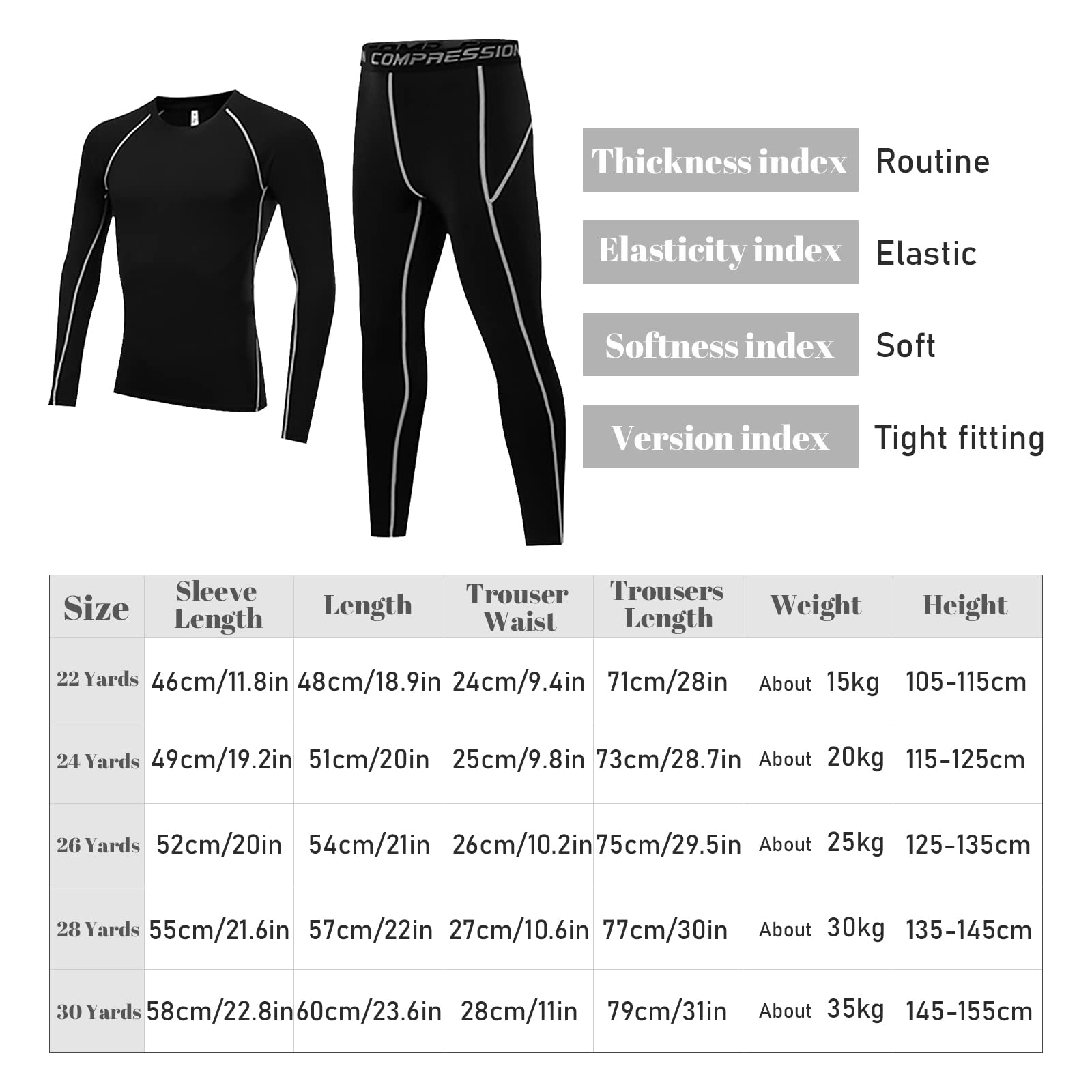 Set di Intimo a Compressione per Bambini, Completo Termico Bambino Calcio, Intimo Sportivo ad Asciugatura Rapida, per Bambini Allenamento di Calcio, Corsa e Jogging