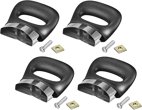 MECCANIXITY Mango lateral de repuesto para sartén de acero inoxidable, mango de olla de freír, color negro, plateado, 2.953 x 2.953 in, paquete de 4