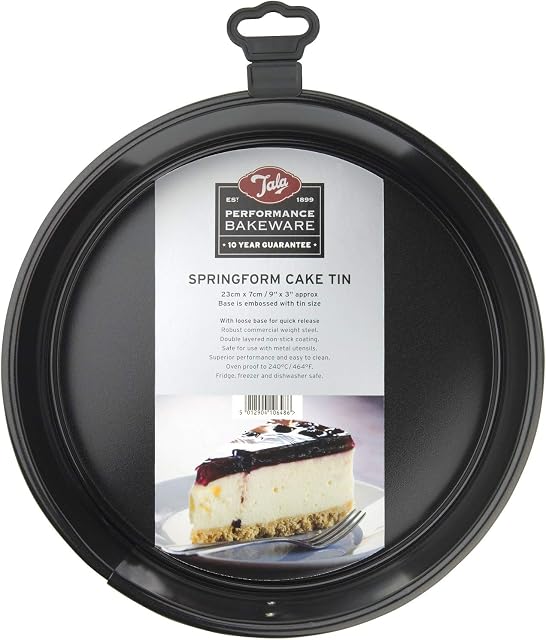 Tala Performance, 23 cm Springform Round Cake Tin, Professional Gauge Carbon Steel with Eclipse Non-Stick Coating, Loose Base, Easy Release Cake Pan; Ideal for cakes, pies and cheesecakes