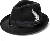 Ultrafun Classic Manhattan Fedora Hat for Men Women - Short Brim Felt with Feathers, Adjustable One Size Unisex